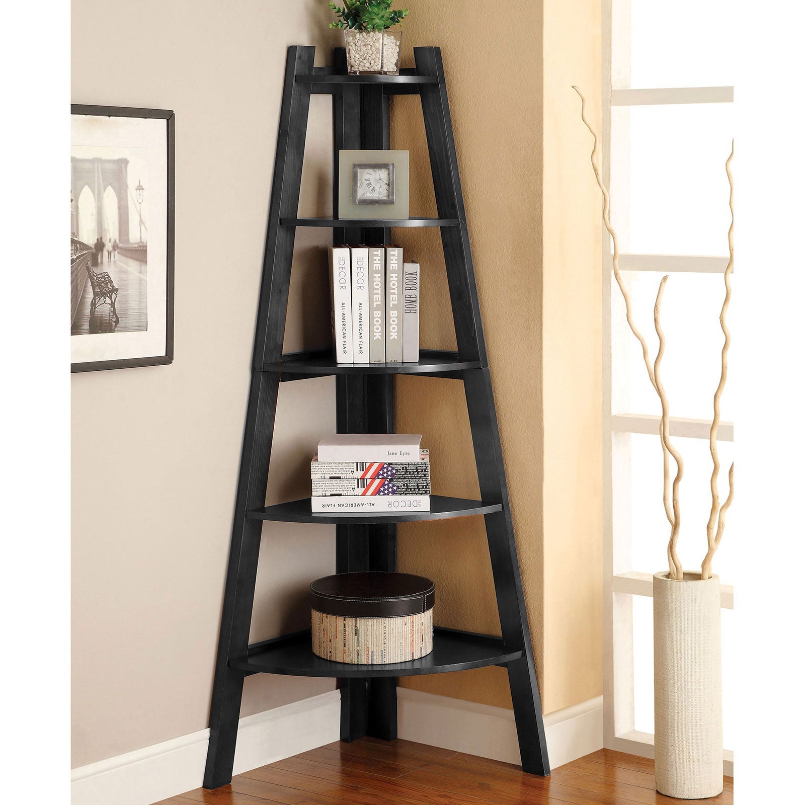 Lyss Black Ladder Shelf – SAMS MATTRESS & FURNITURE