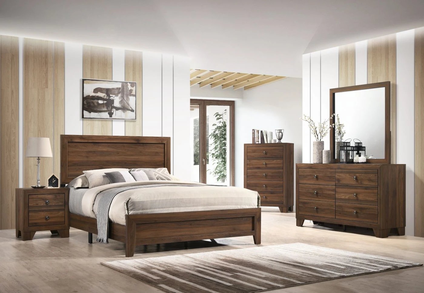 A.D.S.R BROWN02 MILLIE13 セット Millie Cherry Brown Panel Bedroom Set – SAMS MATTRESS