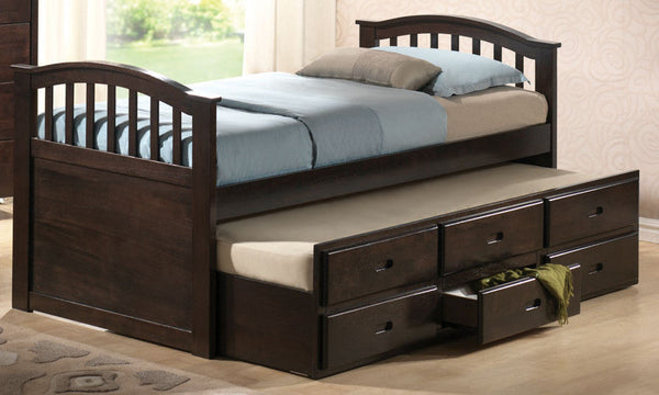 Acme San Marino Twin Captain Storage Bed with Trundle in Dark Walnut 04990T