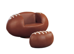 All Star Football: Brown & White Chair & Ottoman (2Pc Pk)