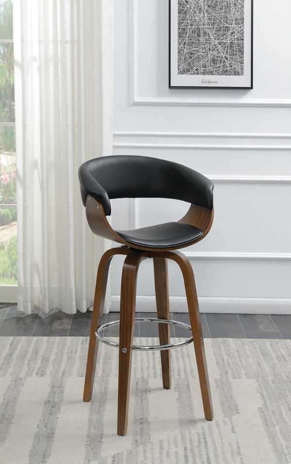 G100205 Contemporary Walnut and Black Bar Stool