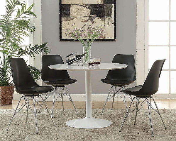 Lowry Mid-Century Modern White Round Dining Table