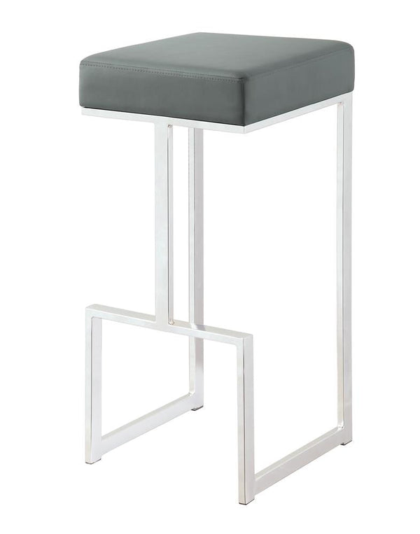 G105262 Contemporary Chrome and Grey 29" Bar Stool