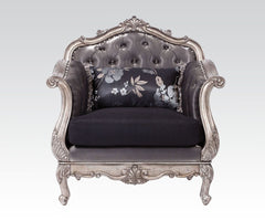 Acme Chantelle Living Room Chair w/Pillow in Antique Platinum 51542