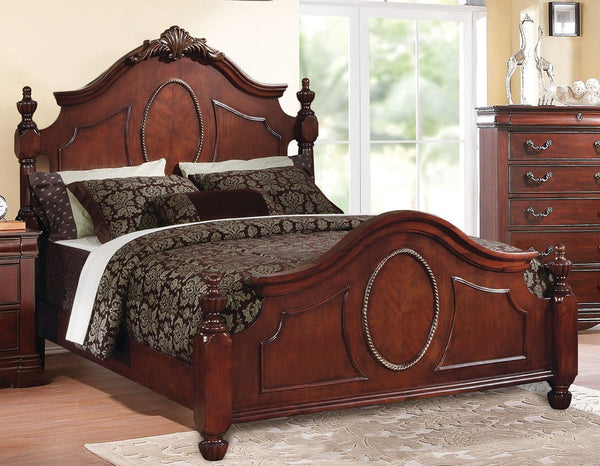 Acme Estrella Queen Poster Bed in Dark Cherry 21730Q
