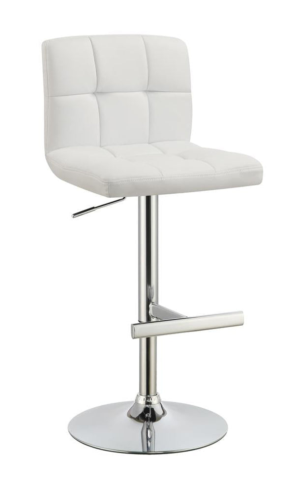 G120356 Contemporary White Adjustable Padded Back Bar Stool