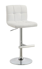 G120356 Contemporary White Adjustable Padded Back Bar Stool