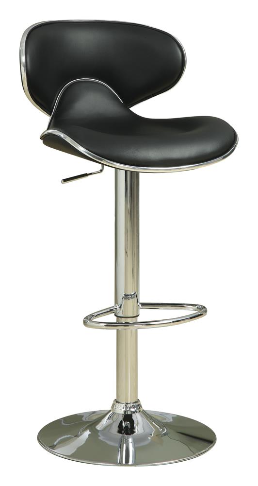 G120359 Contemporary Chrome and Black Adjustable Bar Stool