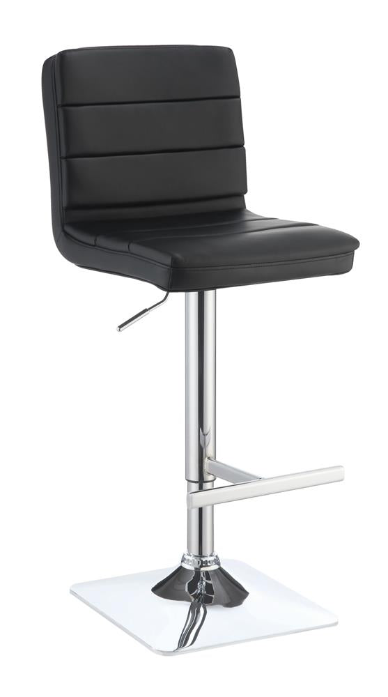 G120695 Contemporary Black Adjustable Padded Back Bar Stool