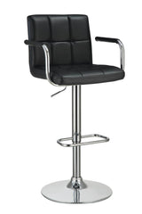G121095 Contemporary Black and Chrome Adjustable Bar Stool with Arms