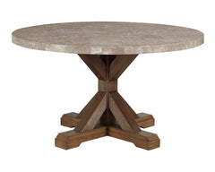 Vesper Brown/Gray Marble Round Dining Set