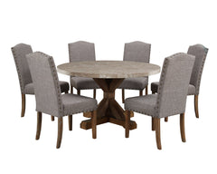 Vesper Brown/Gray Marble Round Dining Set