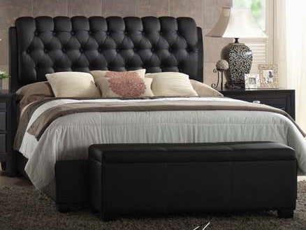 Acme Ireland Eastern King PU Platform Bed in Black 14347EK