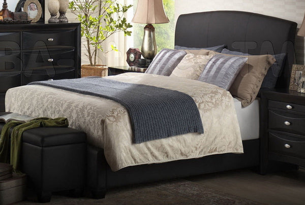 Acme Ireland Full PU Panel Bed with Rounded Headboard in Black 14440F
