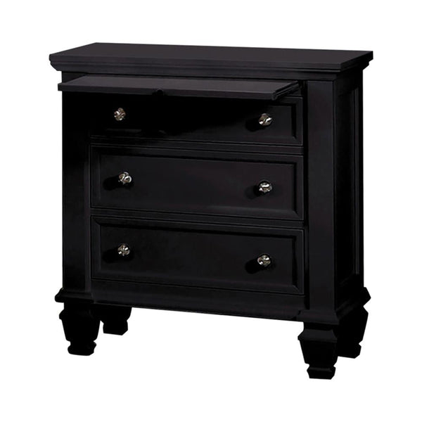 Sandy Beach Black Three-Drawer Nightstand With Tray