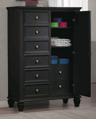 Sandy Beach Black Door Dresser With Concealed Storage