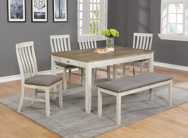 Nina White/Brown Dining Set
