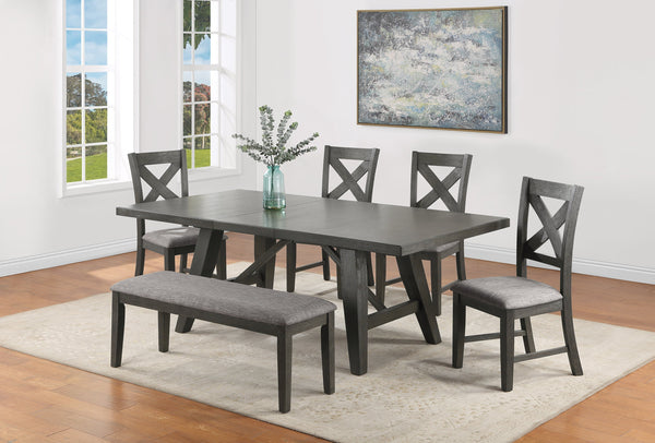 Rufus Grayish Brown Extendable Dining Set
