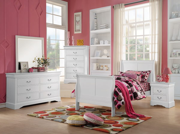 Louis Philippe III White Twin Bed