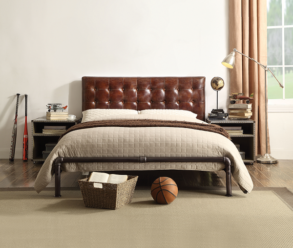 Brancaster Vintage Brown Top Grain Leather Queen Bed