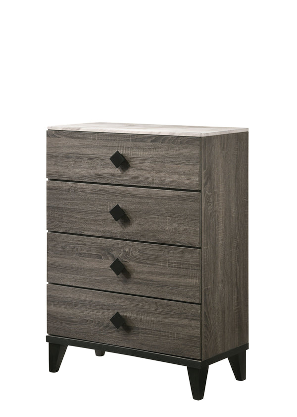Avantika Faux Marble & Rustic Gray Oak Chest