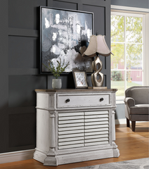 York Shire Antique White & Dark Charcoal Chest (2 Shutter Doors)