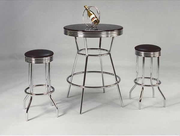 Retro Chrome/Brown 3-Piece Swivel Dining Set
