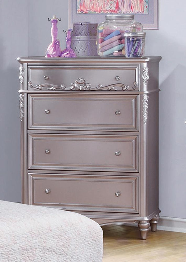 Caroline Metallic Lilac Four-Drawer Chest