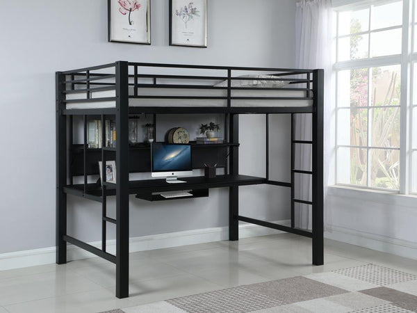 G460023 Contemporary Black Metal Loft Bed