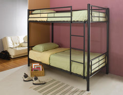 Denley Black Metal Twin-Over-Twin Bunk Bed