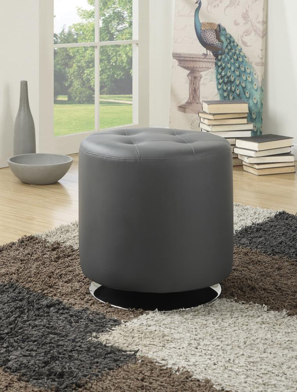 G500554 Contemporary Grey Round Ottoman