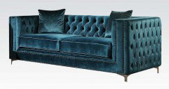 Acme Gillian Loveseat in Dark Teal Velvet 52791