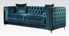 Acme Gillian Loveseat in Dark Teal Velvet 52791