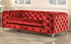 Acme Adam Loveseat in Red Velvet 52796