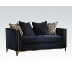 Acme Phaedra Loveseat with 4 Pillows in Blue Fabric 52831