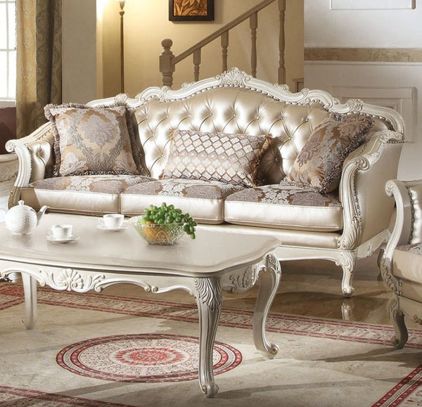 Acme Chantelle Sofa w/3 Pillows in Pearl White 53540
