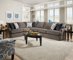 Firminus 2-Tone Brown Chenille Sectional Sofa (w/6 Pillows)