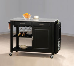 G5870 Black Kitchen Cart With Granite Top