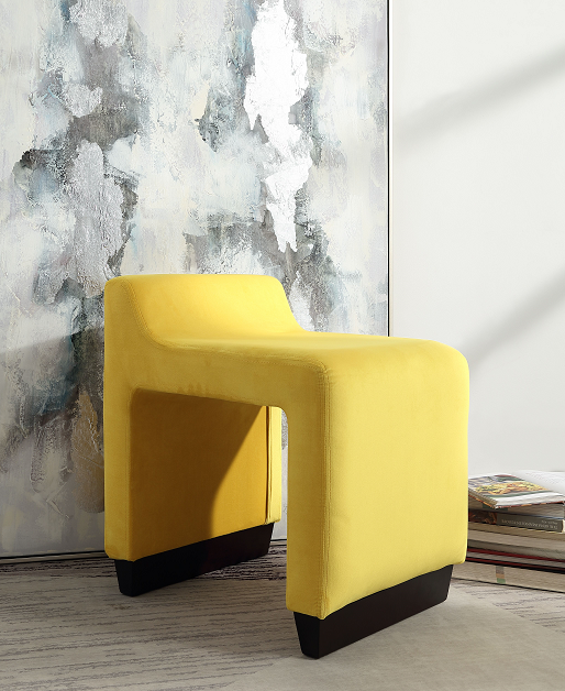 Alford Yellow Flannel Ottoman