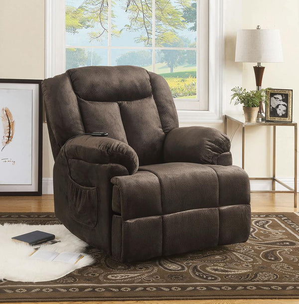 G600173 Casual Chocolate Velvet Power Lift Recliner