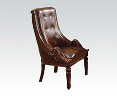 Acme Winfred Tufted Back Sleigh Side Chair in Cherry 60077