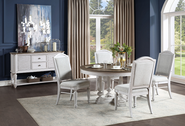 York Shire Dark Charcoal & Antique White Dining Table (Round)