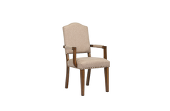 Maurice Khaki Linen & Antique Oak Arm Chair