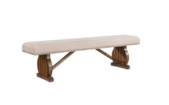 Maurice Khaki Linen & Antique Oak Bench