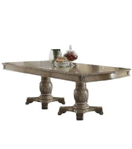 Acme Chateau de Ville Double Pedestal Dining Table in Antique White 64065