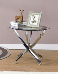 Glass Top Chrome End Table