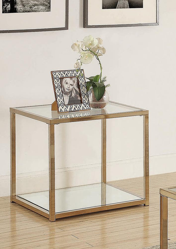 Calantha Modern Chocolate Chrome End Table