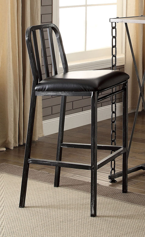 Acme Furniture Jodie Bar Chair in Black PU and Antique Black (Set of 2) 71992
