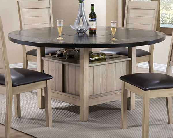 Acme Furniture Ramona Square/Round Dining Table in Dark Walnut And Antique Beige 72005