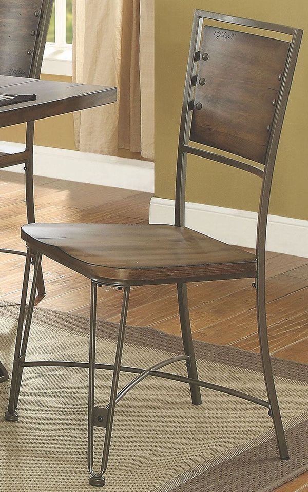 Acme Furniture Jodoc Side Chair in Walnut and Gunmetal (Set of 2) 72347